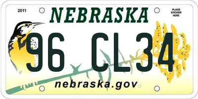 NE license plate 96CL34