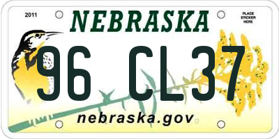 NE license plate 96CL37