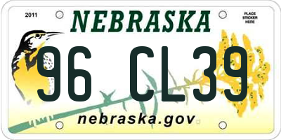NE license plate 96CL39