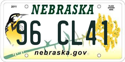 NE license plate 96CL41