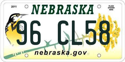 NE license plate 96CL58