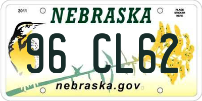 NE license plate 96CL62