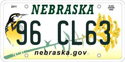 NE license plate 96CL63