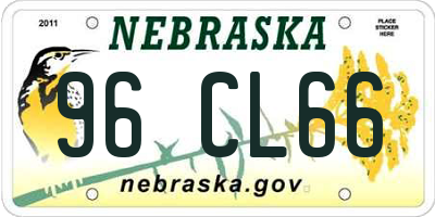 NE license plate 96CL66