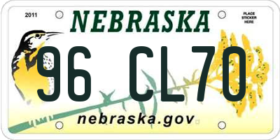NE license plate 96CL70
