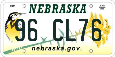 NE license plate 96CL76