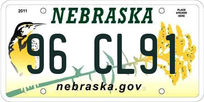 NE license plate 96CL91