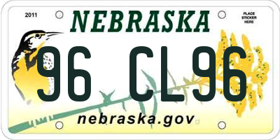 NE license plate 96CL96
