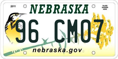 NE license plate 96CM07