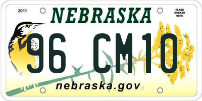 NE license plate 96CM10