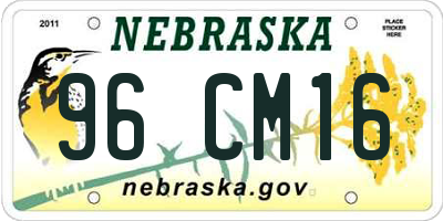 NE license plate 96CM16