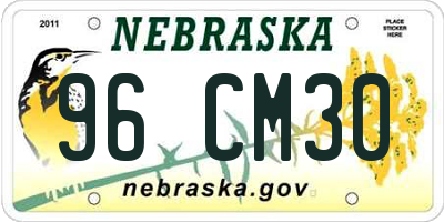NE license plate 96CM30