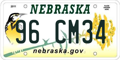 NE license plate 96CM34
