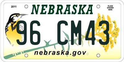 NE license plate 96CM43