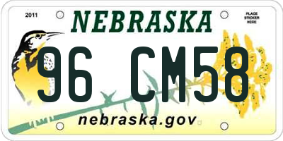 NE license plate 96CM58