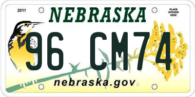 NE license plate 96CM74