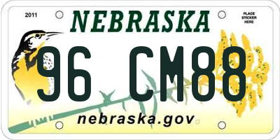 NE license plate 96CM88
