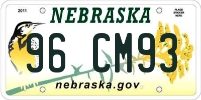 NE license plate 96CM93