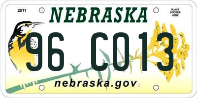 NE license plate 96CO13