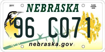 NE license plate 96CO71