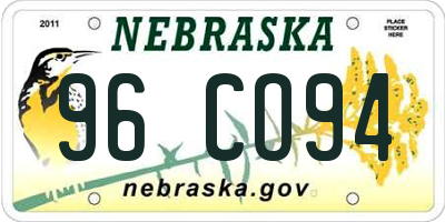 NE license plate 96CO94