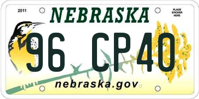 NE license plate 96CP40