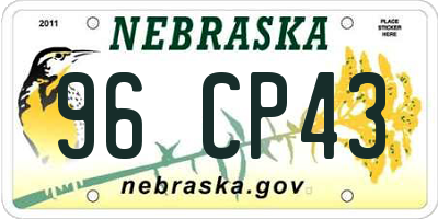 NE license plate 96CP43