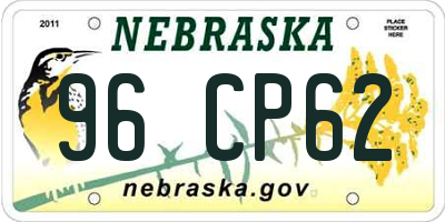 NE license plate 96CP62