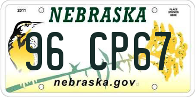 NE license plate 96CP67