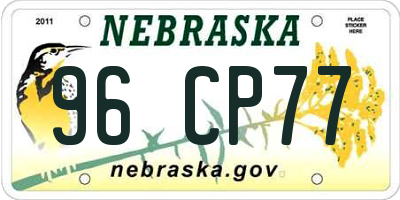 NE license plate 96CP77