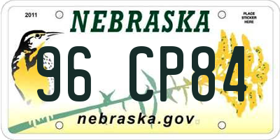 NE license plate 96CP84