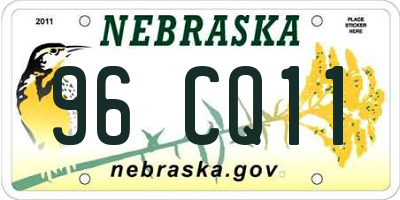 NE license plate 96CQ11