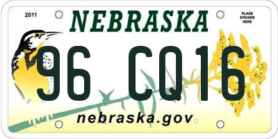 NE license plate 96CQ16