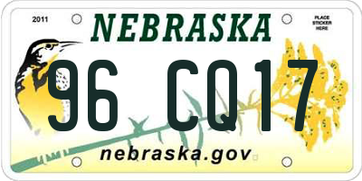 NE license plate 96CQ17