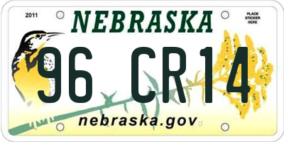 NE license plate 96CR14