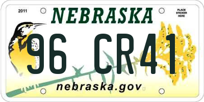 NE license plate 96CR41