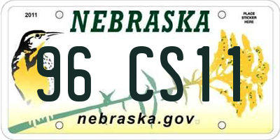 NE license plate 96CS11