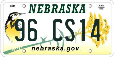 NE license plate 96CS14