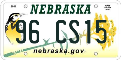 NE license plate 96CS15