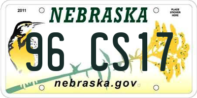NE license plate 96CS17