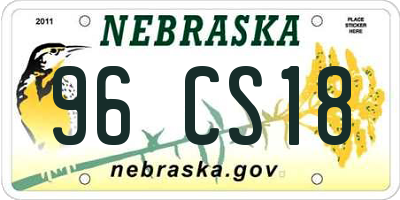 NE license plate 96CS18