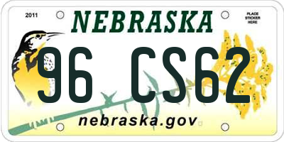 NE license plate 96CS62