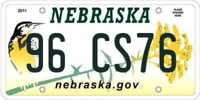 NE license plate 96CS76