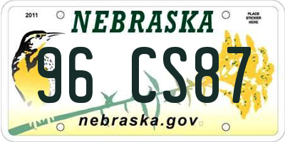 NE license plate 96CS87