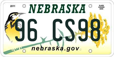 NE license plate 96CS98