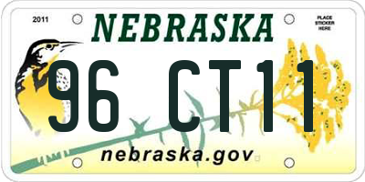 NE license plate 96CT11