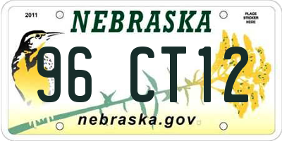NE license plate 96CT12