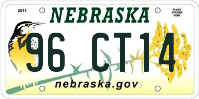 NE license plate 96CT14