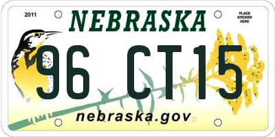 NE license plate 96CT15