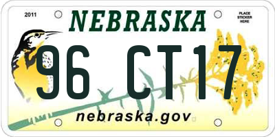 NE license plate 96CT17